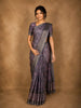 Deep Mauve Purple Floral Printed Design Semi Tussar Saree