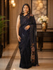 Deep Navy Blue Heavy Sequins Embroidered Design Georgette Party Wear Saree with Sequins Border