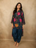 Deep Peacock Teal Blue Floral Printed Design Crepe Co Ord Set