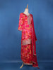Deep Pink Embroidered Design Floral Print Tussar Silk Plazzo Salwar - Diadem