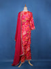 Deep Pink Embroidered Design Floral Print Tussar Silk Plazzo Salwar - Diadem