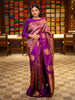 Deep Plum Purple Floral Zari Woven Design Pure Kanchipuram Silk Saree with Butta Zari Border