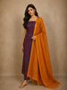 Deep Plum Purple Striped Woven Design Pure Cotton Unstitched Salwar Material with Contrast Dupatta