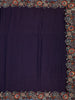 Deep Purple Embroidered Georgette Saree - Diadem