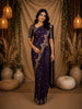 Deep Purple Floral Butta Woven Banarasi Silk Saree