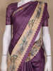 Deep Purple Jungle Motifs Printed Semi Tussar Saree - Diadem