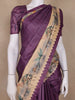 Deep Purple Jungle Motifs Printed Semi Tussar Saree - Diadem