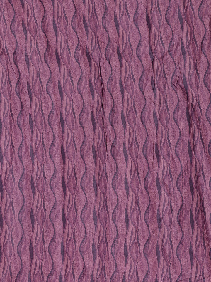 Deep Purple Jungle Motifs Printed Semi Tussar Saree - Diadem