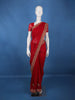 Deep Red Paisley Embroidered Chiffon Saree - Diadem