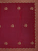 Deep Red Paisley Embroidered Chiffon Saree - Diadem