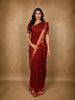 Deep Red Striped Woven Design Pure Kanchipuram Silk Saree with Gold Zari Border