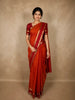 Deep Rust Orange Solid Woven Design Kanchipuram Silk Saree with Zari Border