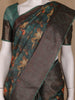 Deep Teal Green Floral Designed Chanderi Cotton Saree - Diadem