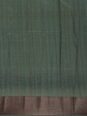 Deep Teal Green Floral Designed Chanderi Cotton Saree - Diadem