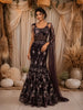 Deep Wine Floral Sequins and Beads Embroidered Design Mermaid Net Lehenga