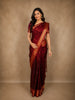 Deep Wine Maroon Butta Woven Design Pure Kanchipuram Silk Saree with Contrast Border