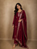 Deep Wine Paisley Butta Zari Woven Design Semi Silk Salwar Suit