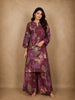 Deep Wine Purple Floral Printed Design Cotton Co-ord Set