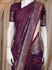 Deep Purple Butta Design Semi Banarasi Saree