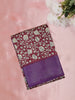 Deep wine Maroon Floral Printed Design Mixed Cotton Saree with Contrast Border