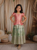 Diadem Girls Dusty Pink Chevron Zari Woven Art Silk Traditional Pattu Pavadai Set