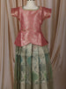 Diadem Girls Dusty Pink Chevron Zari Woven Art Silk Traditional Pattu Pavadai Set