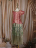 Diadem Girls Dusty Pink Chevron Zari Woven Art Silk Traditional Pattu Pavadai Set