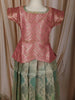 Diadem Girls Dusty Pink Chevron Zari Woven Art Silk Traditional Pattu Pavadai Set