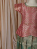 Diadem Girls Dusty Pink Chevron Zari Woven Art Silk Traditional Pattu Pavadai Set