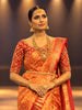 Diadem Rich Maroon Red Floral Zari Woven Design Pure Kanchipuram Silk Bridal Saree with Korvai Zari Border