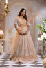 Peach Floral Sequins Embroidered Net Lehenga Set With Dupatta - Diadem