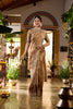 Antique Gold Floral Embroidered Banarasi Silk Saree
