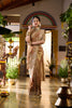 Antique Gold Floral Embroidered Banarasi Silk Saree