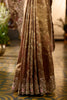 Antique Gold Floral Embroidered Banarasi Silk Saree