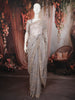 Dove Grey Floral Vine Sequins and  Kartana Embroidered Design Net Party Wear Saree with Designer Border