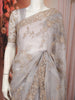 Dove Grey Floral Vine Sequins and  Kartana Embroidered Design Net Party Wear Saree with Designer Border