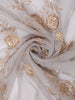 Dove Grey Floral Vine Sequins and  Kartana Embroidered Design Net Party Wear Saree with Designer Border