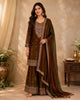 Dual-Tone Antique Moss Green Floral Thread Embroidered Design Organza Palazzo Suit with Dupatta