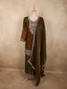Dual-Tone Antique Moss Green Floral Thread Embroidered Design Organza Palazzo Suit with Dupatta