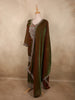 Dual-Tone Antique Moss Green Floral Thread Embroidered Design Organza Palazzo Suit with Dupatta
