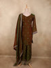 Dual-Tone Antique Moss Green Floral Thread Embroidered Design Organza Palazzo Suit with Dupatta