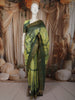 Dual-Tone Green Striped Zari Woven Design Pure Tussar Saree with Zari Border