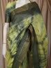 Dual-Tone Green Striped Zari Woven Design Pure Tussar Saree with Zari Border
