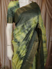 Dual-Tone Green Striped Zari Woven Design Pure Tussar Saree with Zari Border