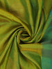 Dual-Tone Lime Parrot Green Striped and Butta Zari Woven Design Pure Kanchipuram Silk Saree with Contrast Floral Zari Border