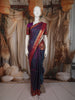 Dual Tone Purple and Teal Butta Zari Woven Design Pure Kanchipuram Silk Saree With Contrast Double Zari Border