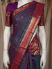 Dual Tone Purple and Teal Butta Zari Woven Design Pure Kanchipuram Silk Saree With Contrast Double Zari Border