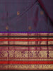 Dual Tone Purple and Teal Butta Zari Woven Design Pure Kanchipuram Silk Saree With Contrast Double Zari Border