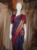 Dual Tone Purple and Teal Butta Zari Woven Design Pure Kanchipuram Silk Saree With Contrast Double Zari Border
