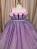 Dual Tone Purple and Pink Layered Design Textured Kids Party Wear Frock